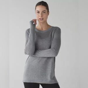 Lululemon Bring It Backbend Sweater Cashmere Blend  Thumb Hole Open Twist Back.